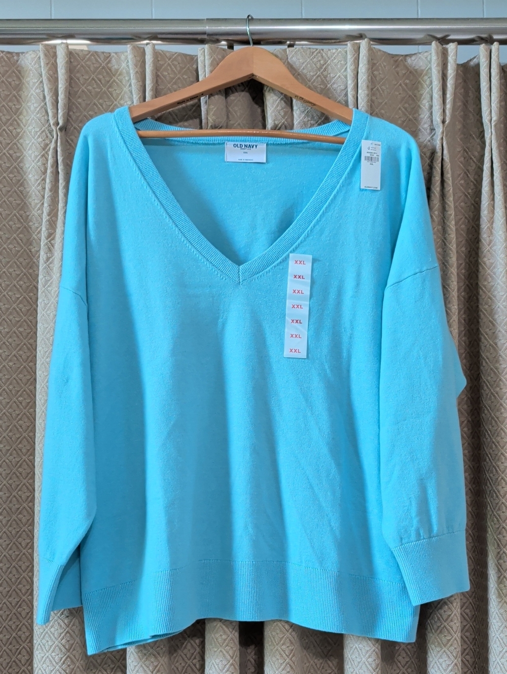 NWT Women's Size XXL Old Navy SoSoft Lite Blue V-Neck Long Sleeve Sweater